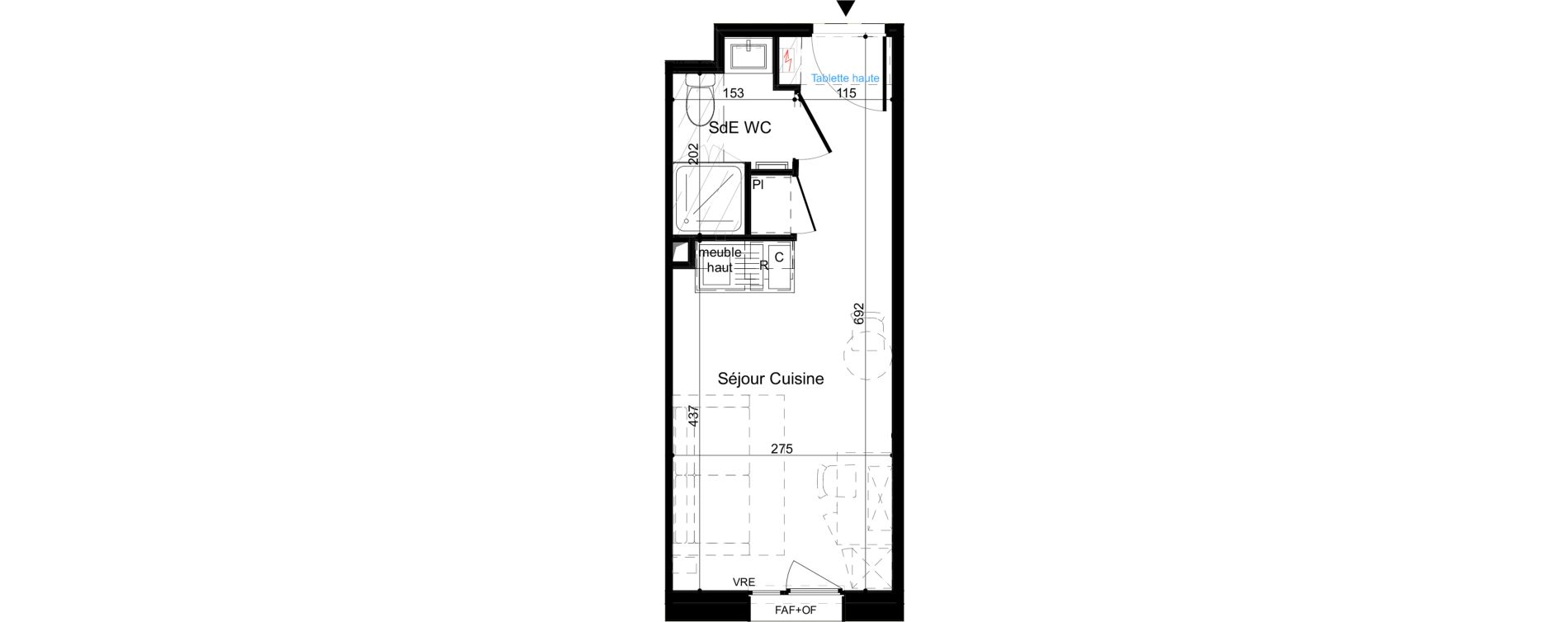 Appartement T1 meubl&eacute; de 18,30 m2 &agrave; La Rochelle Minimes - campus