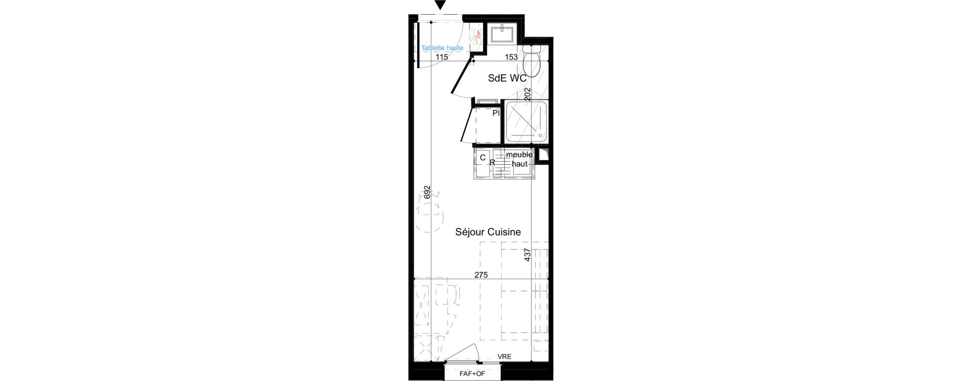 Appartement T1 meubl&eacute; de 18,30 m2 &agrave; La Rochelle Minimes - campus