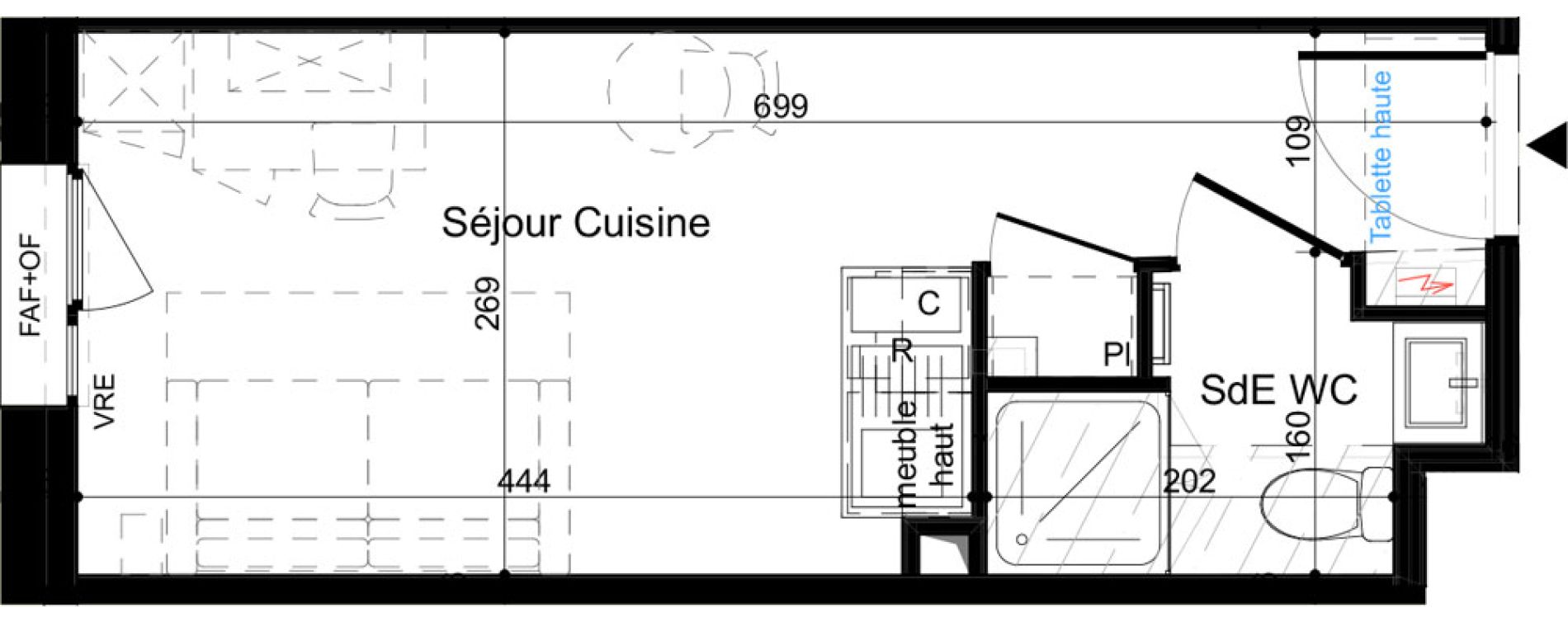 Appartement T1 meubl&eacute; de 18,10 m2 &agrave; La Rochelle Minimes - campus