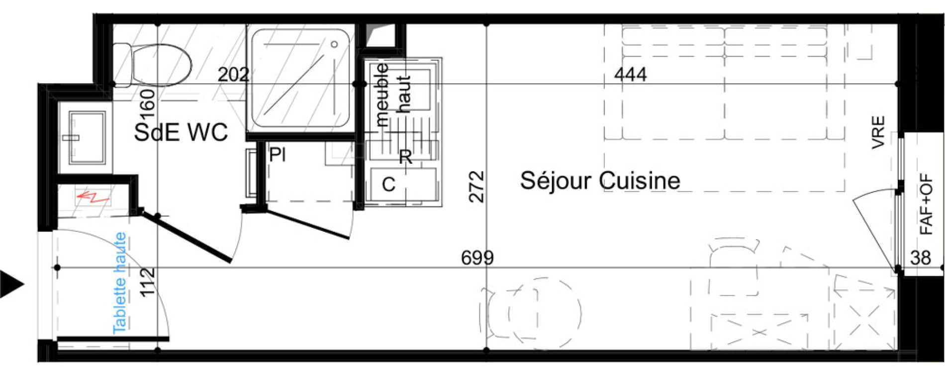 Appartement T1 meubl&eacute; de 18,30 m2 &agrave; La Rochelle Minimes - campus