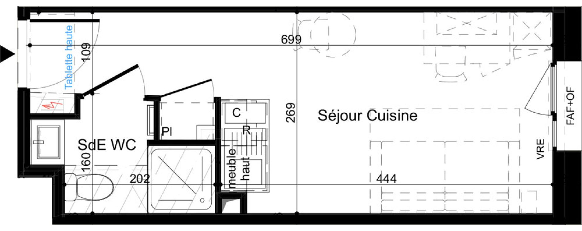 Appartement T1 meubl&eacute; de 18,10 m2 &agrave; La Rochelle Minimes - campus