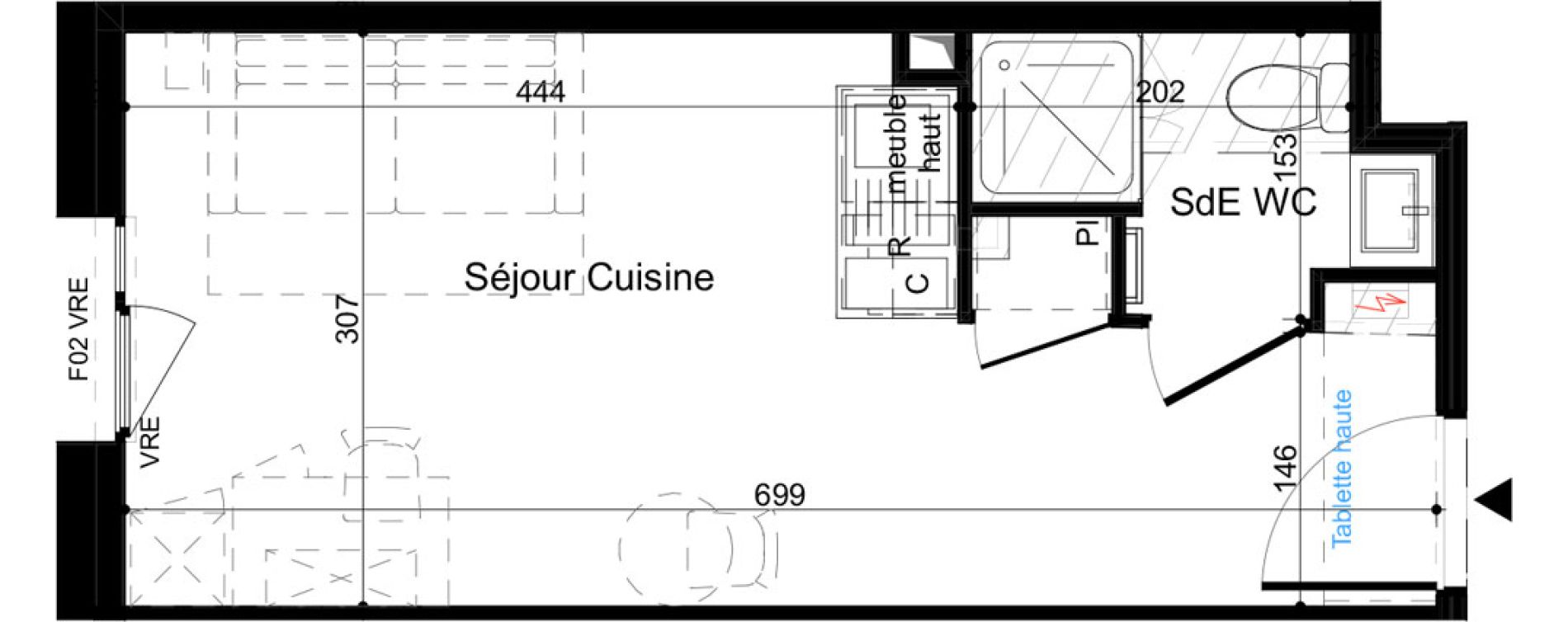 Appartement T1 meubl&eacute; de 20,70 m2 &agrave; La Rochelle Minimes - campus