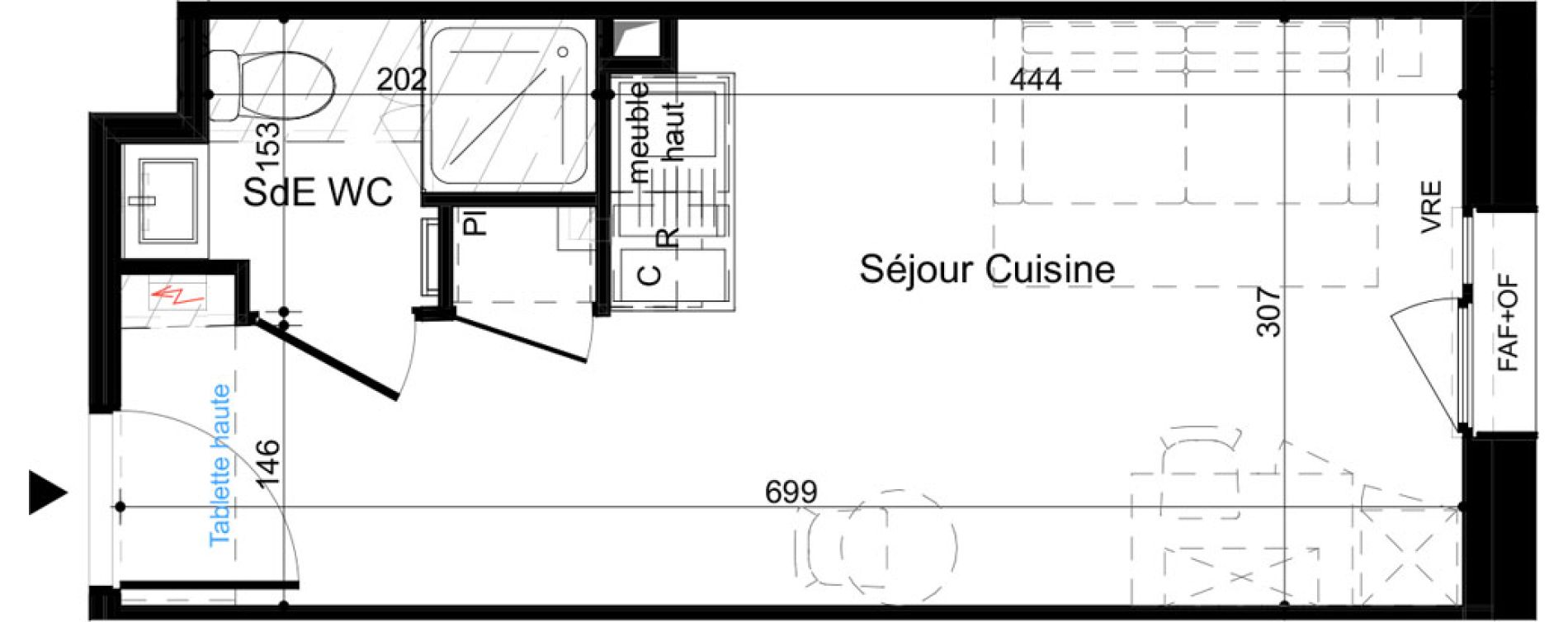 Appartement T1 meubl&eacute; de 20,70 m2 &agrave; La Rochelle Minimes - campus