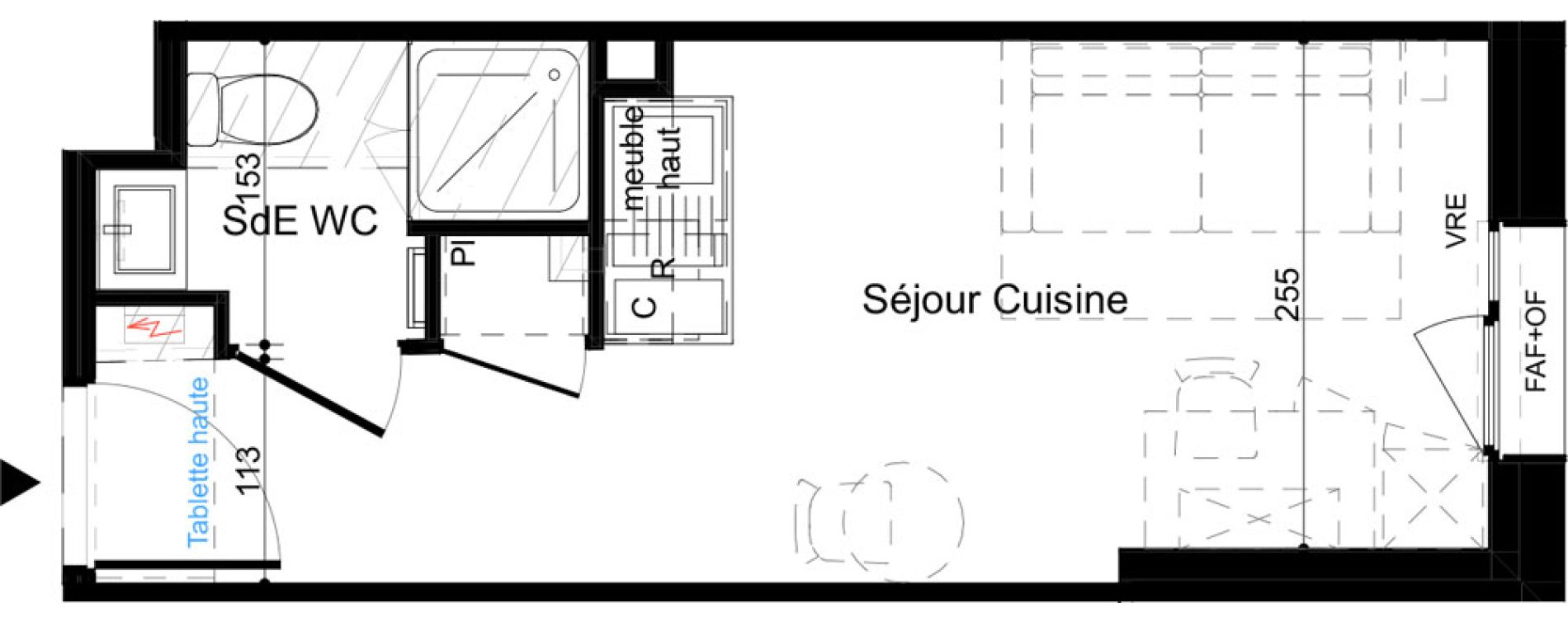 Appartement T1 meubl&eacute; de 18,00 m2 &agrave; La Rochelle Minimes - campus