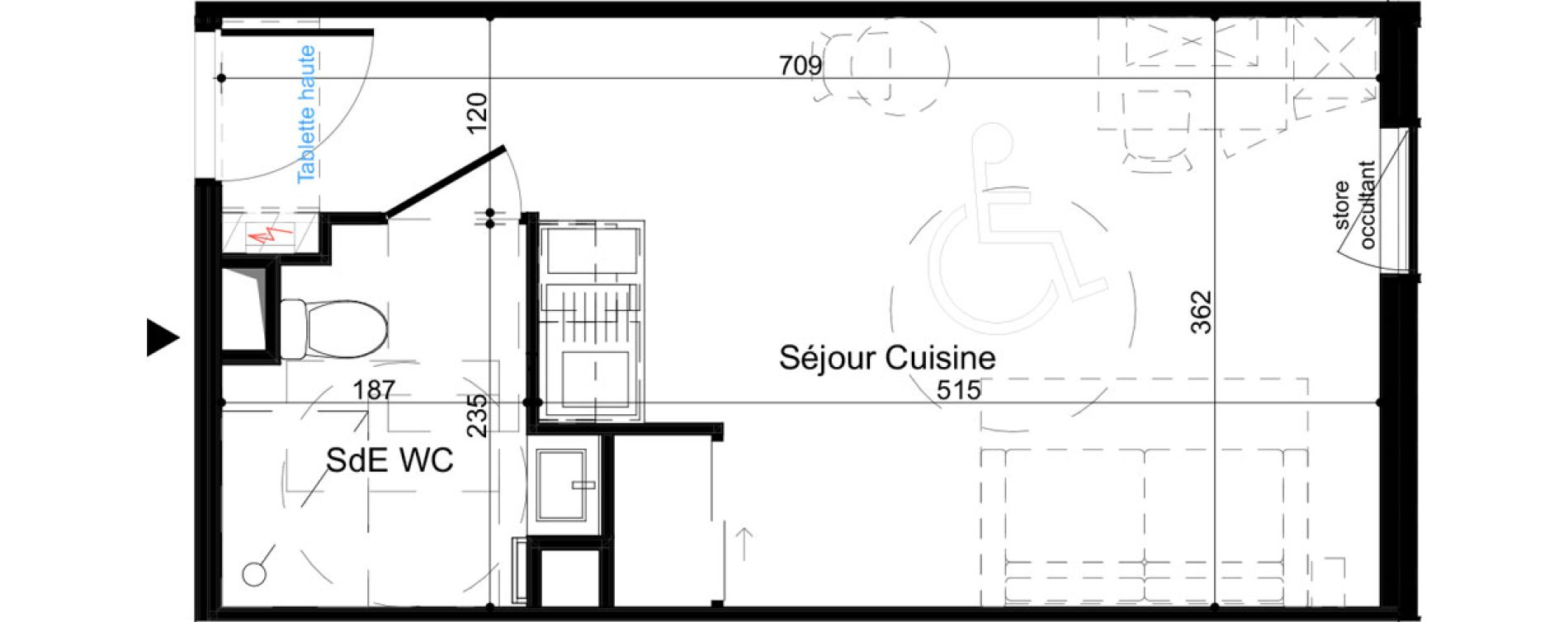 Appartement T1 meubl&eacute; de 24,80 m2 &agrave; La Rochelle Minimes - campus