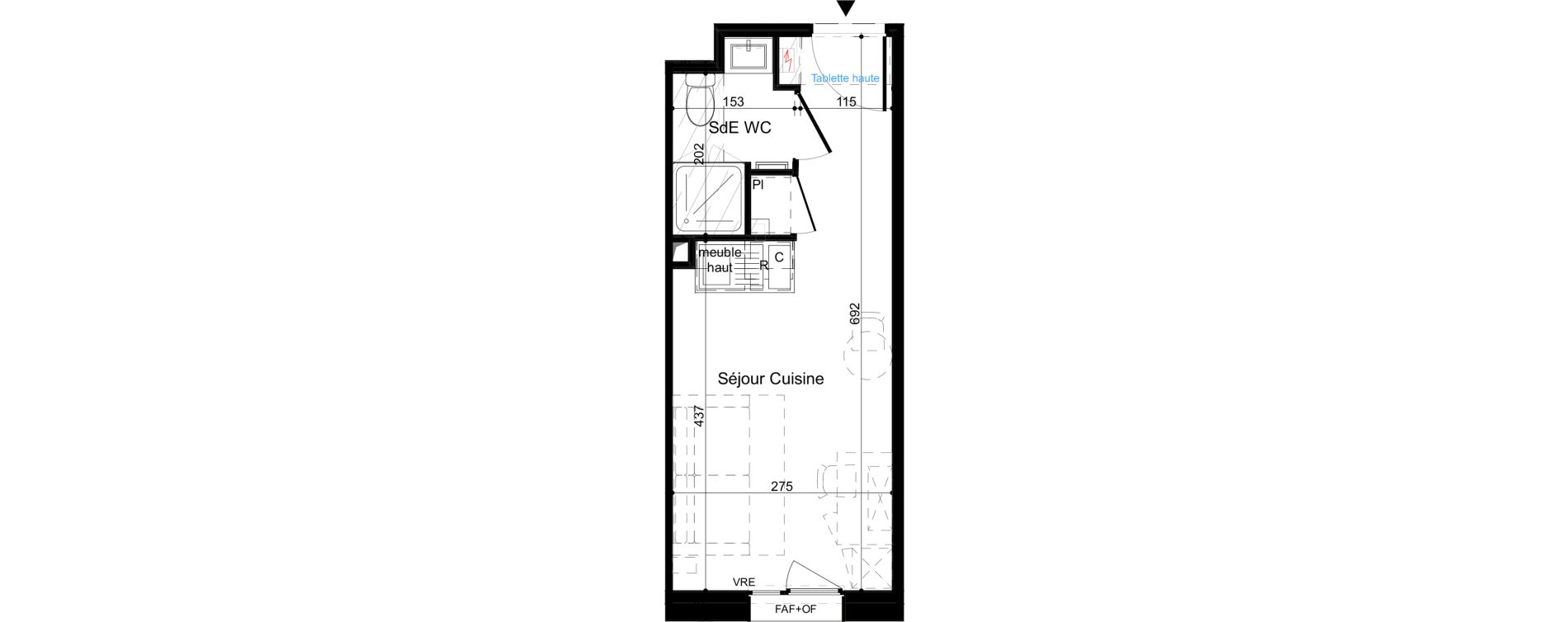 Appartement T1 meubl&eacute; de 18,30 m2 &agrave; La Rochelle Minimes - campus