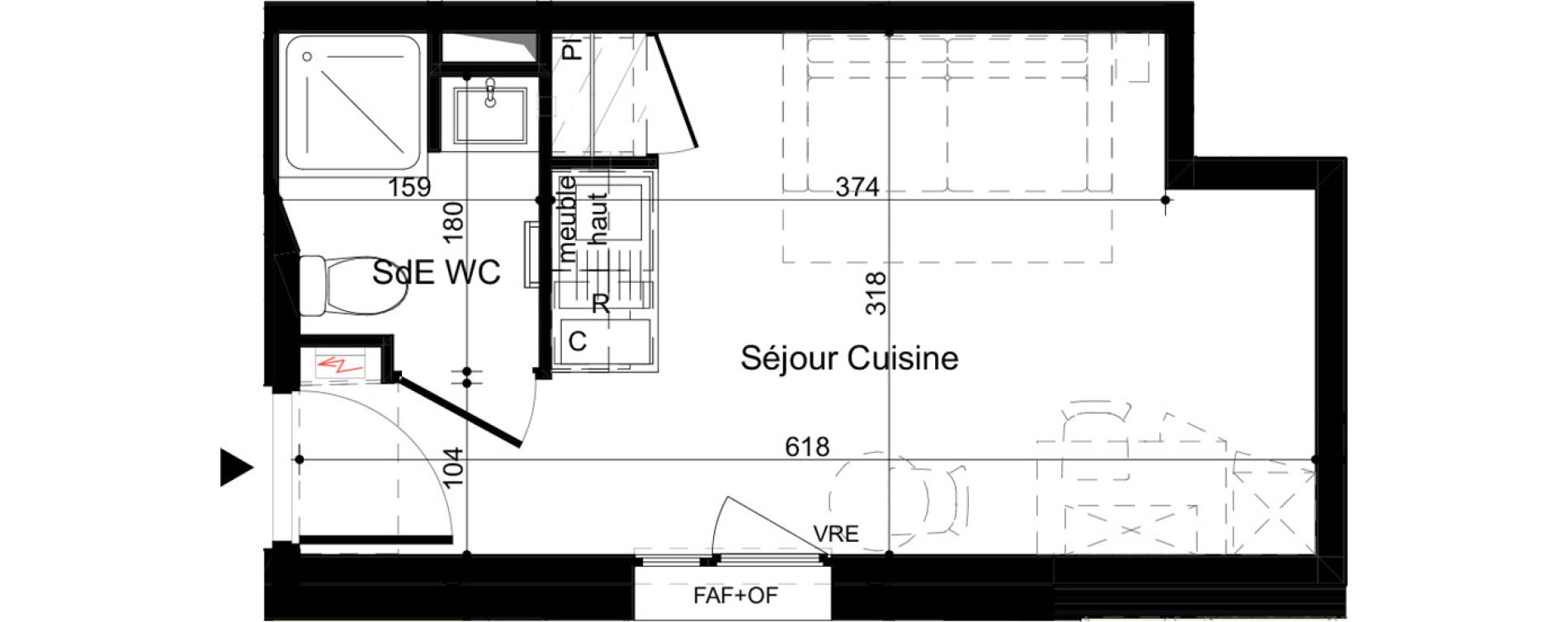 Appartement T1 meubl&eacute; de 18,50 m2 &agrave; La Rochelle Minimes - campus