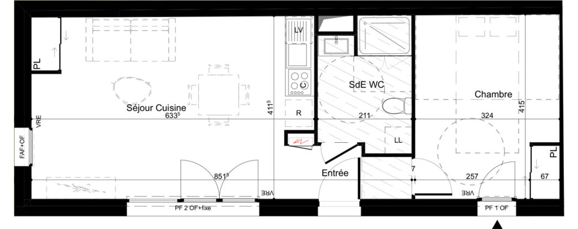 Appartement T2 meubl&eacute; de 47,30 m2 &agrave; La Rochelle Minimes - campus