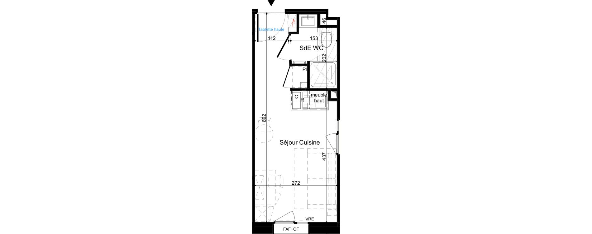 Appartement T1 meubl&eacute; de 18,10 m2 &agrave; La Rochelle Minimes - campus