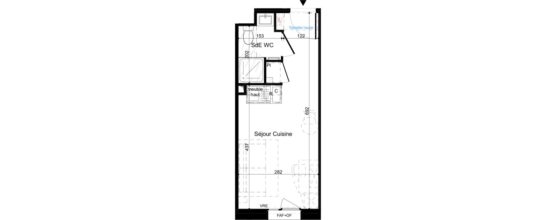 Appartement T1 meubl&eacute; de 18,80 m2 &agrave; La Rochelle Minimes - campus