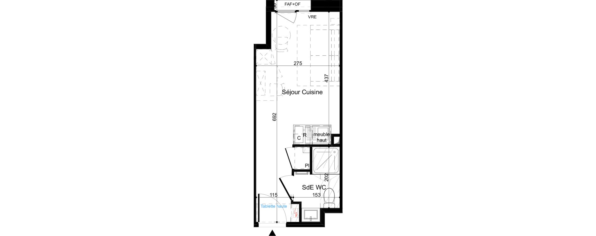 Appartement T1 meubl&eacute; de 17,70 m2 &agrave; La Rochelle Minimes - campus