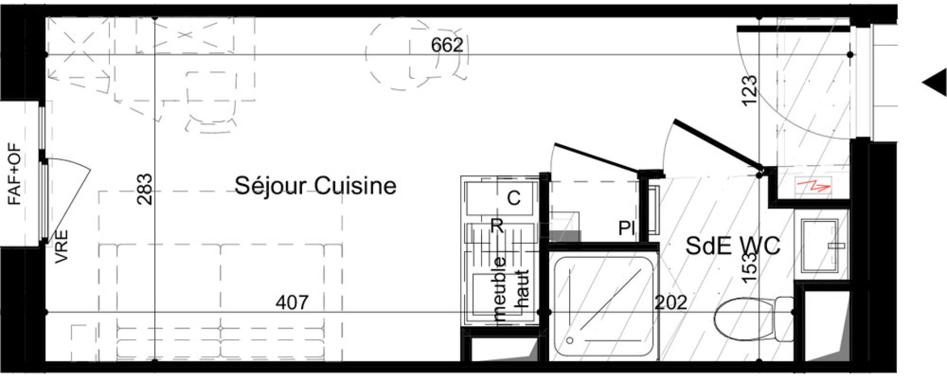 Appartement T1 meubl&eacute; de 18,00 m2 &agrave; La Rochelle Minimes - campus