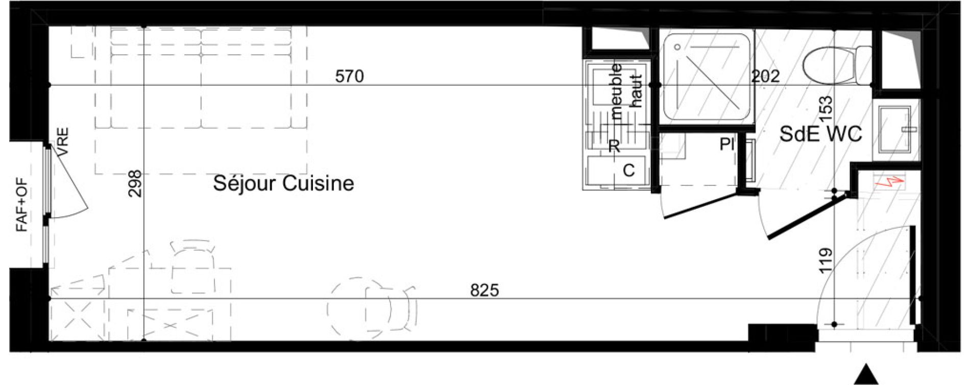 Appartement T1 meubl&eacute; de 23,40 m2 &agrave; La Rochelle Minimes - campus