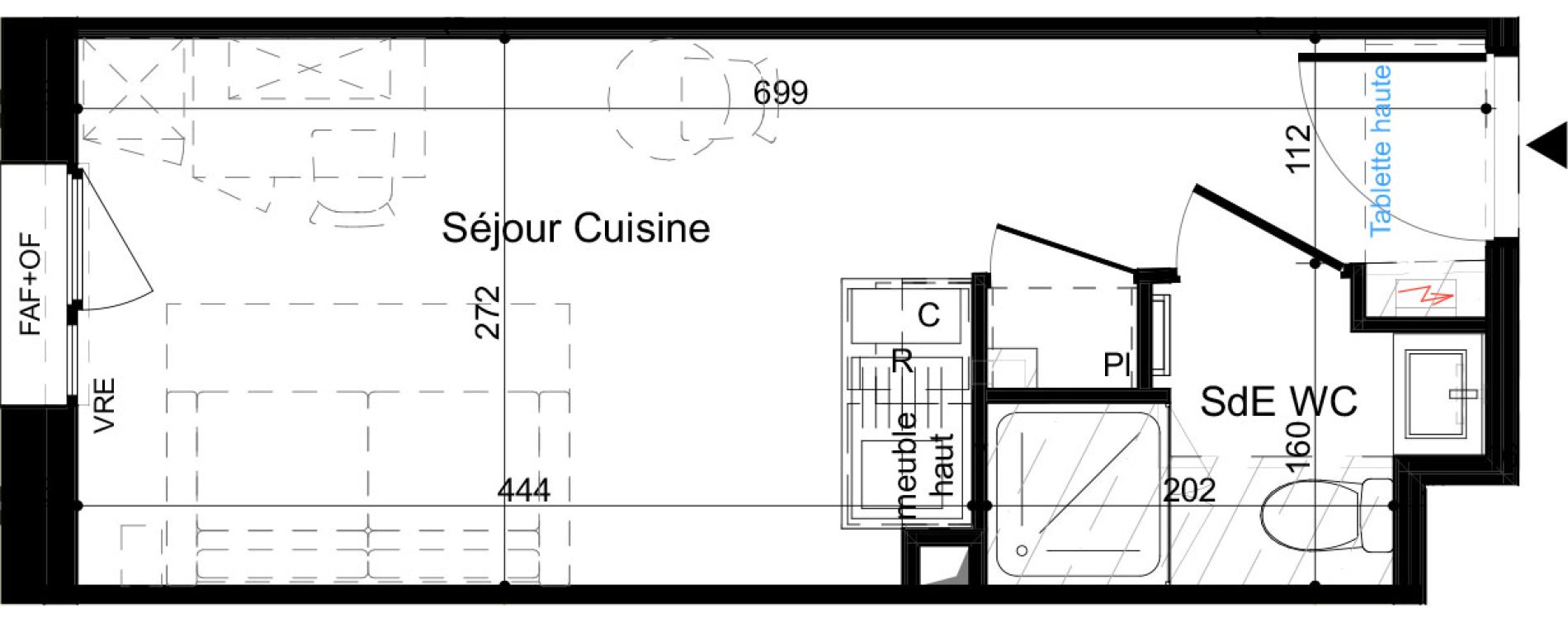 Appartement T1 meubl&eacute; de 18,30 m2 &agrave; La Rochelle Minimes - campus