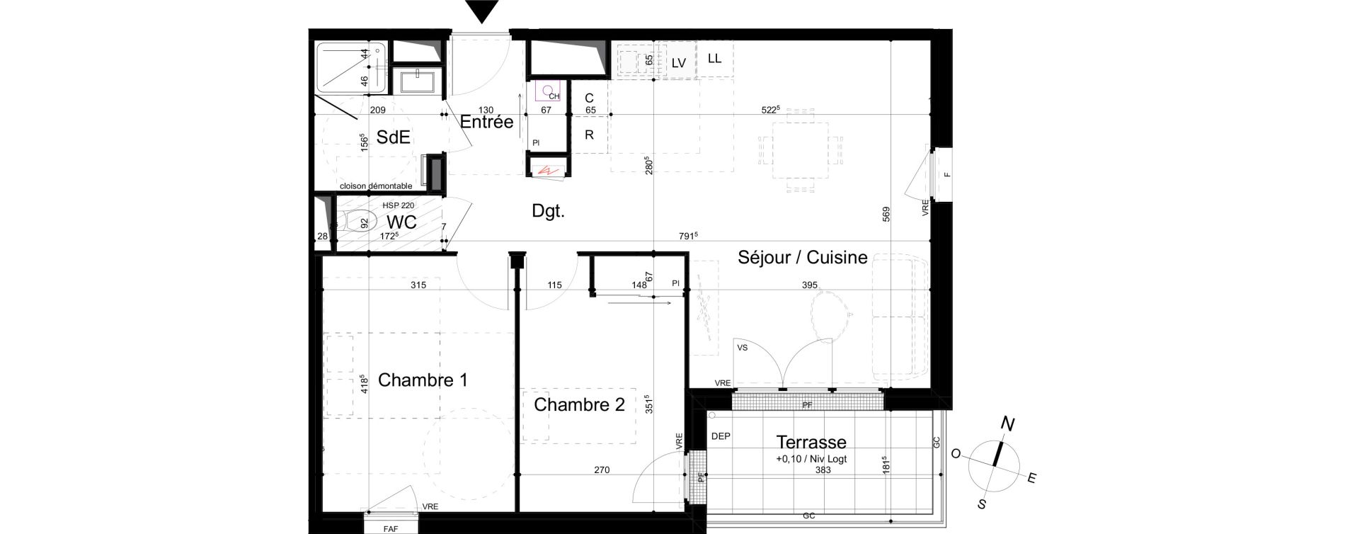 Appartement T3 de 65,47 m2 &agrave; La Rochelle Tasdon