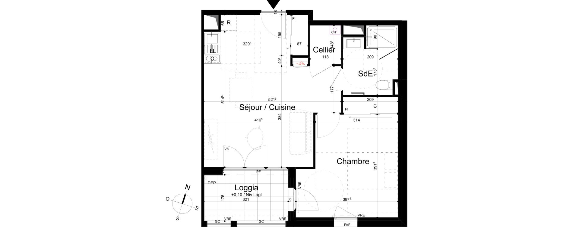 Appartement T2 de 46,73 m2 &agrave; La Rochelle Tasdon