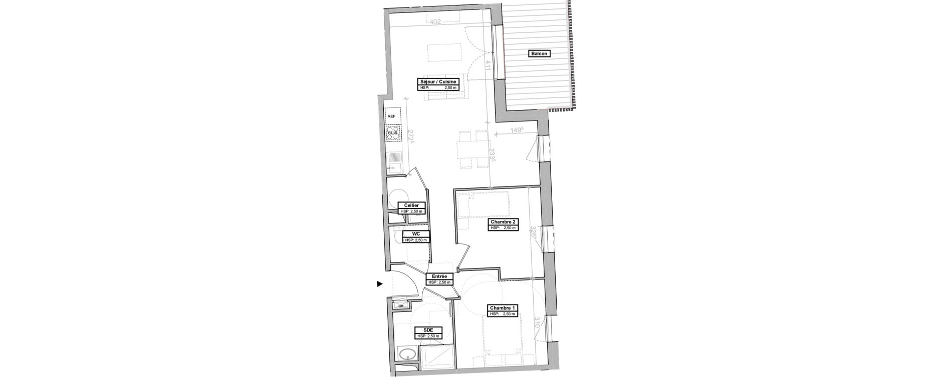 Appartement T3 de 61,72 m2 &agrave; La Tremblade Centre
