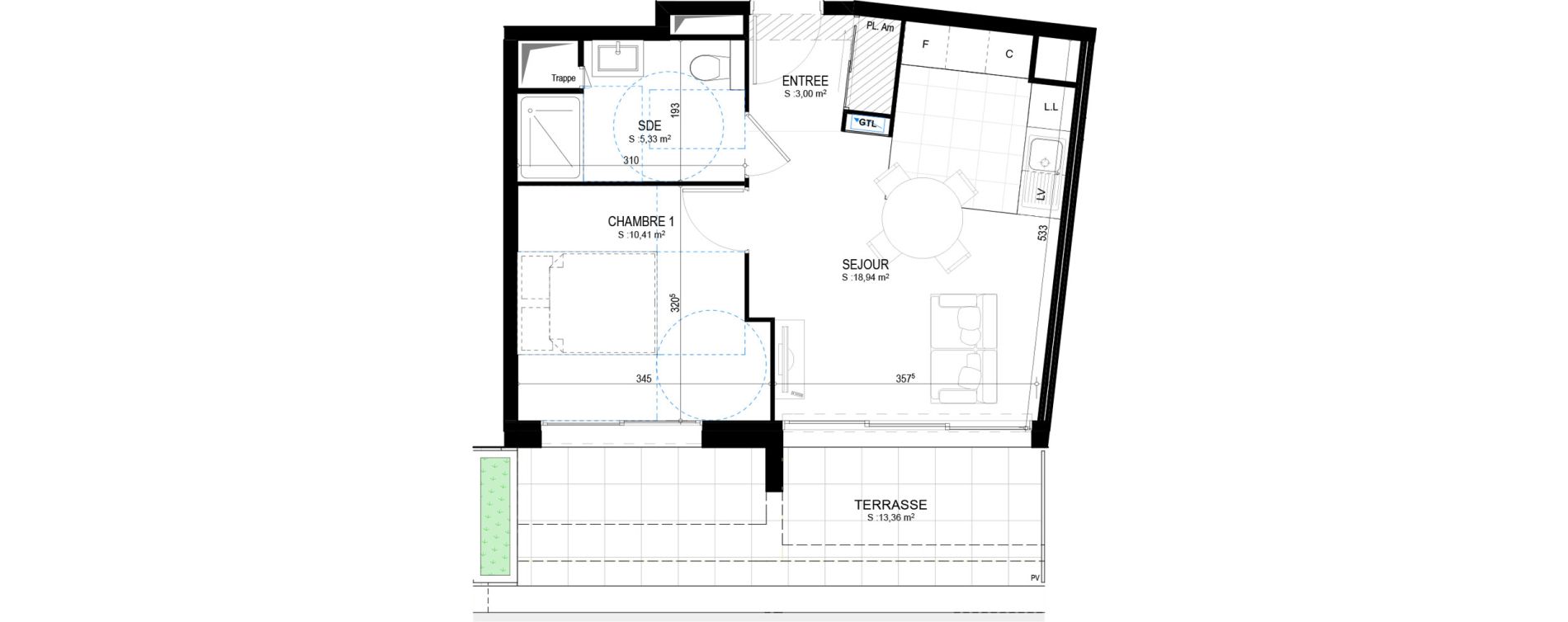 Appartement T2 de 37,68 m2 &agrave; La Tremblade Centre