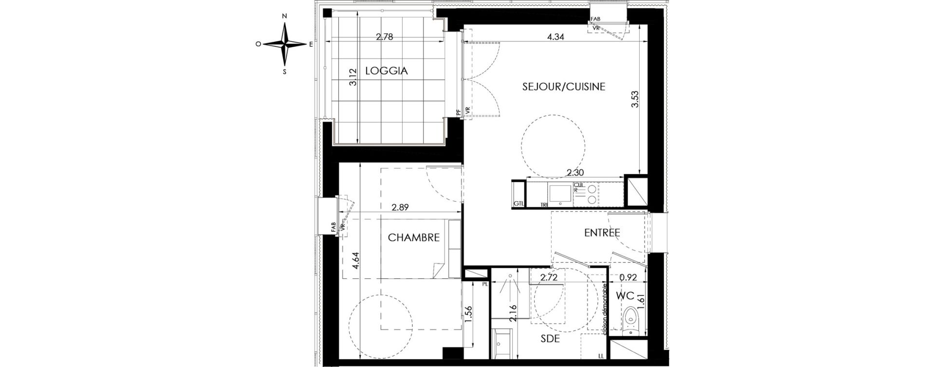Appartement T2 de 45,82 m2 &agrave; Lagord Atlantech