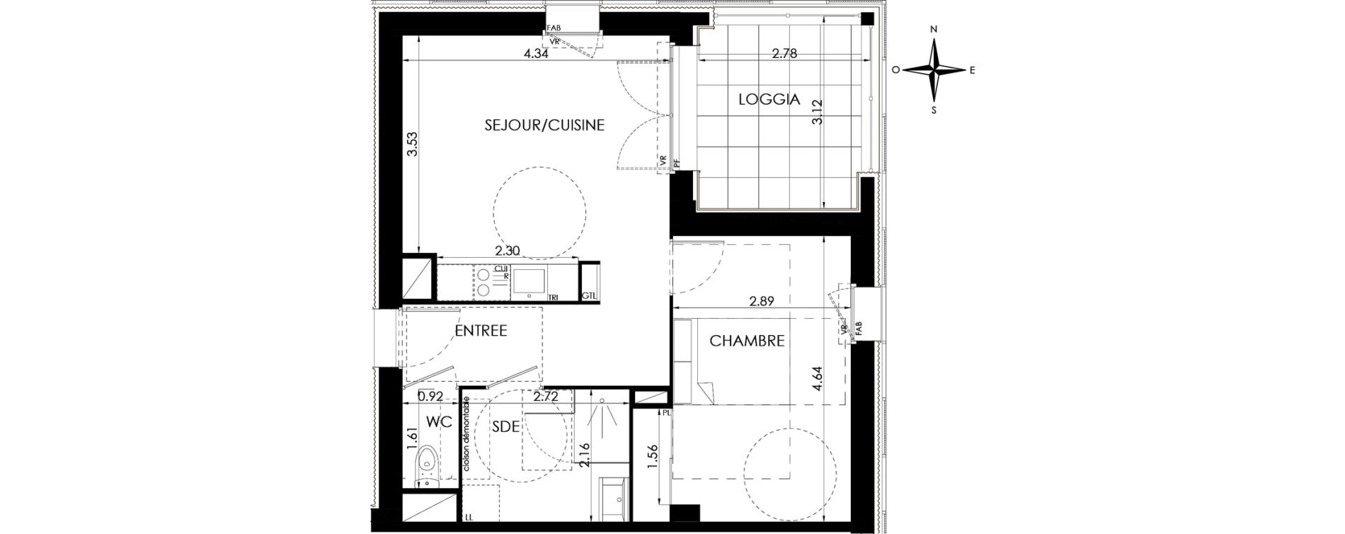 Appartement T2 de 45,82 m2 &agrave; Lagord Atlantech