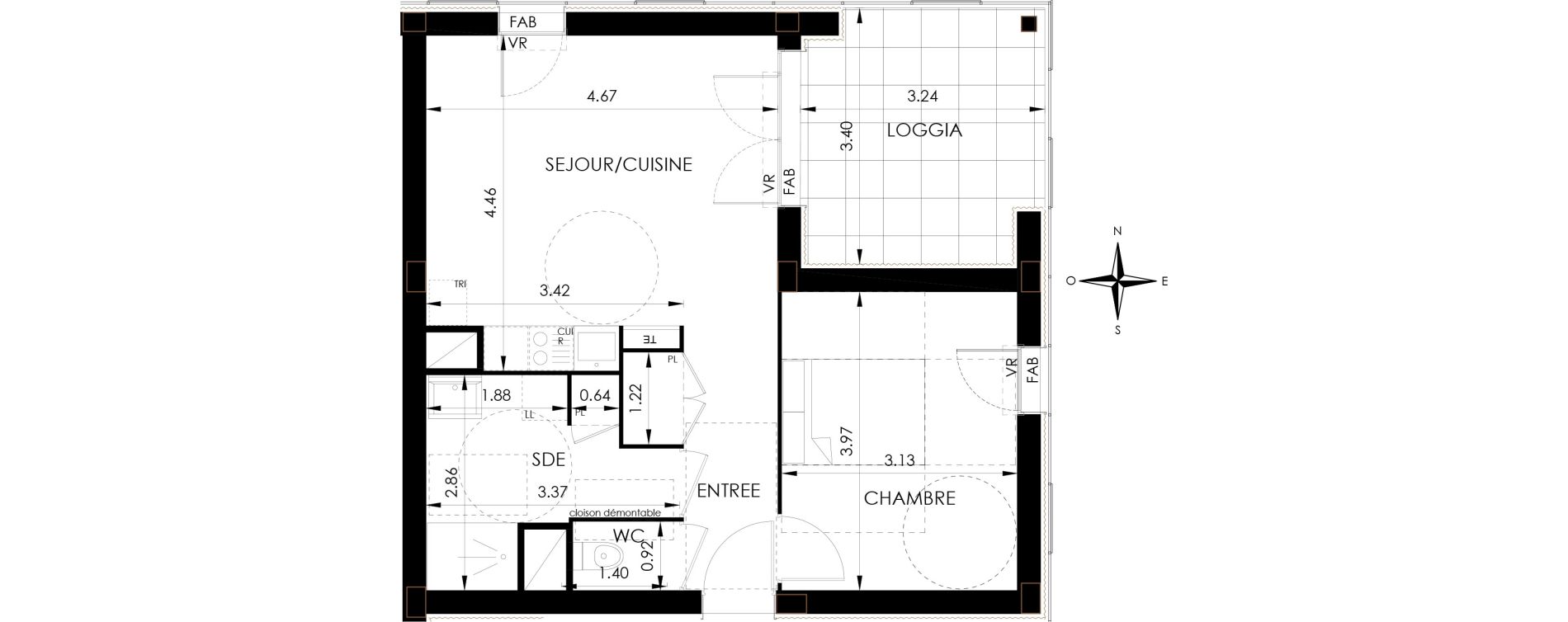 Appartement T2 de 45,19 m2 &agrave; Lagord Atlantech