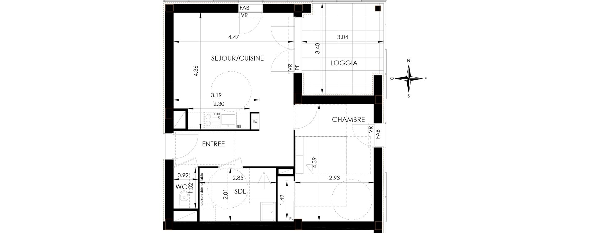 Appartement T3 de 46,01 m2 &agrave; Lagord Atlantech