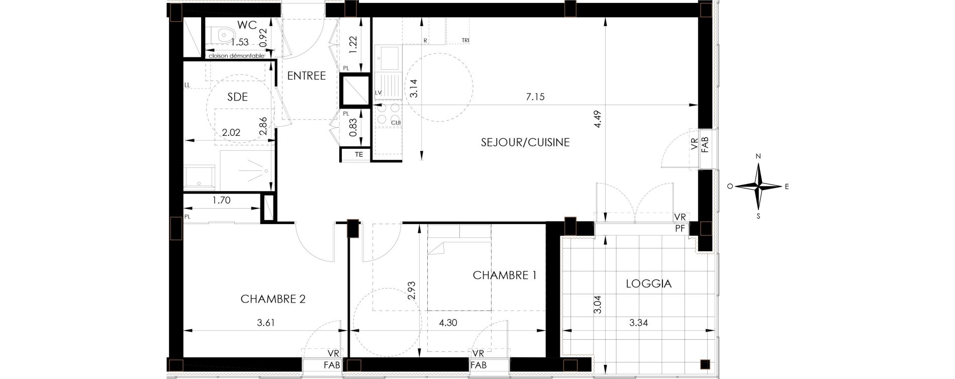 Appartement T3 de 72,07 m2 &agrave; Lagord Atlantech