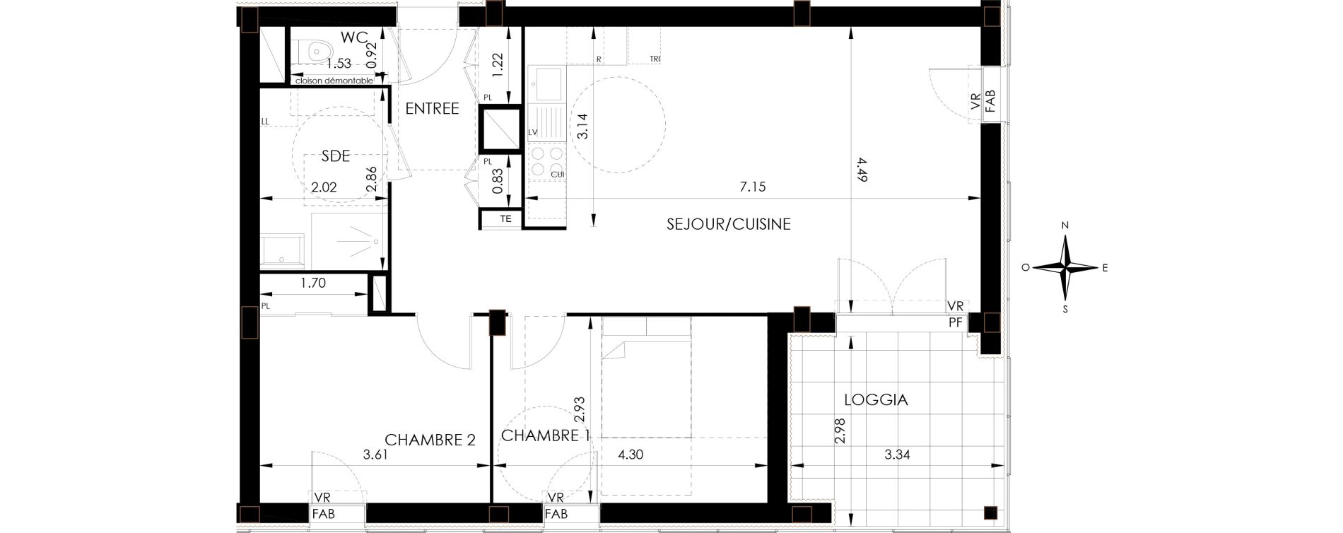 Appartement T3 de 72,07 m2 &agrave; Lagord Atlantech