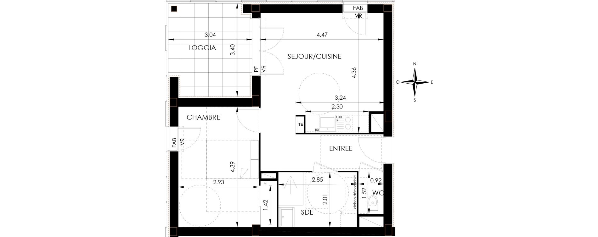 Appartement T2 de 46,01 m2 &agrave; Lagord Atlantech
