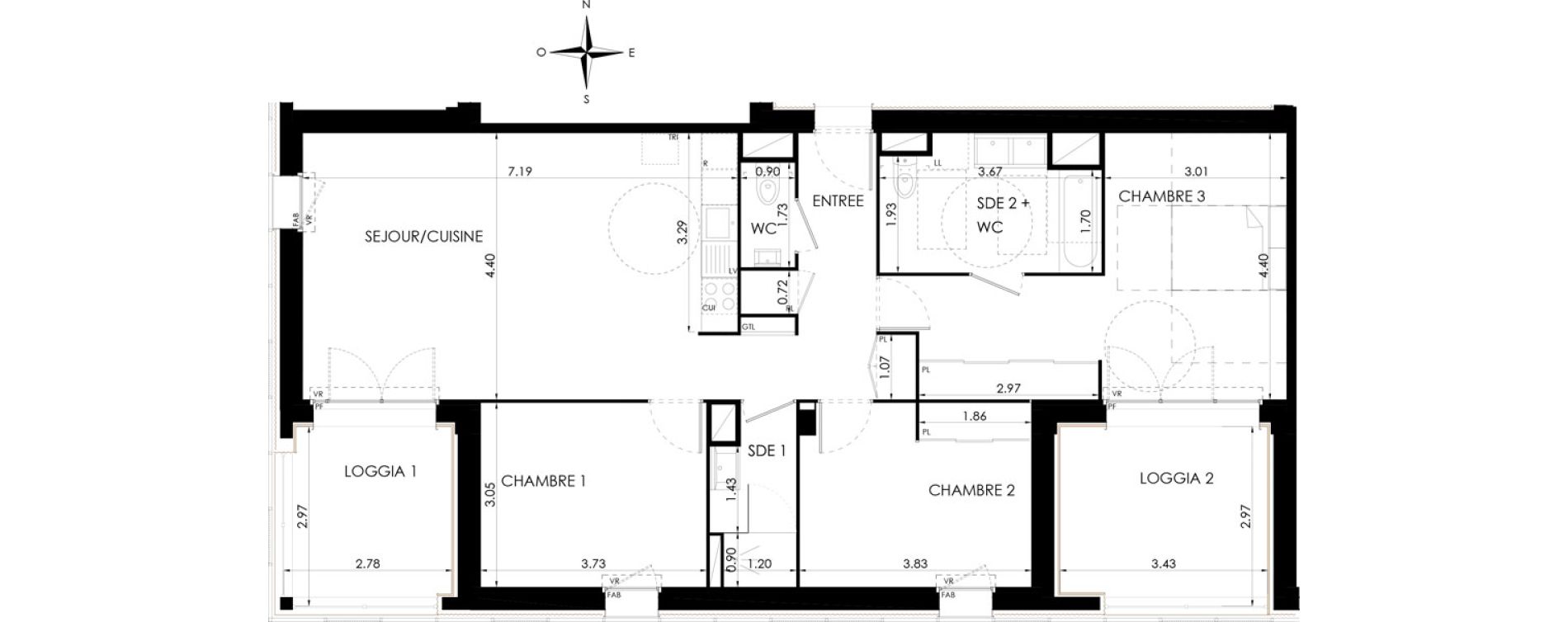Appartement T4 de 95,89 m2 &agrave; Lagord Atlantech