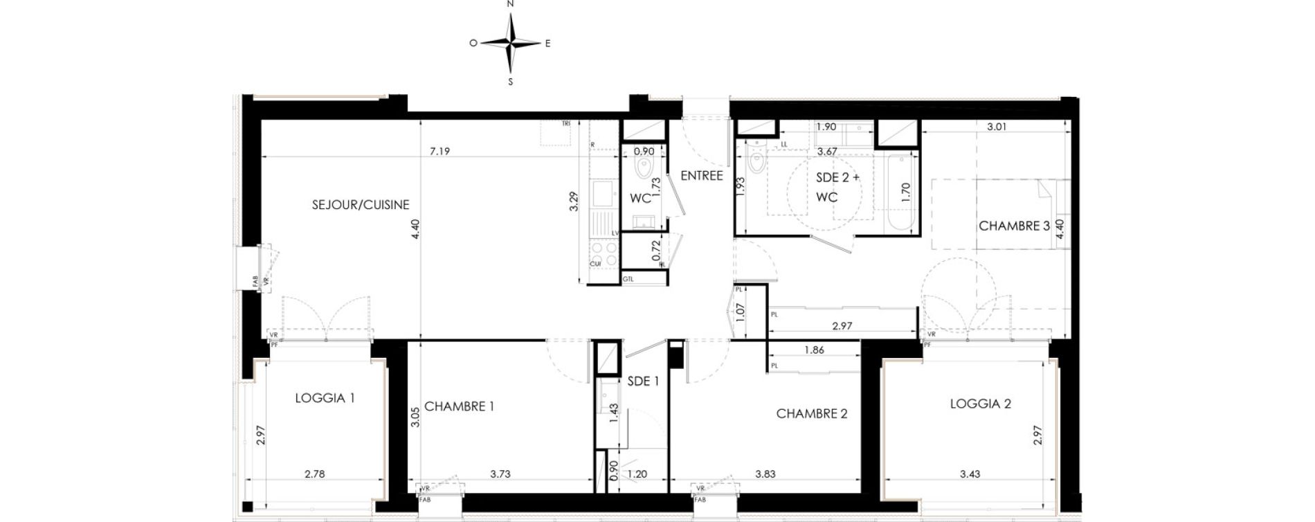Appartement T4 de 95,89 m2 &agrave; Lagord Atlantech