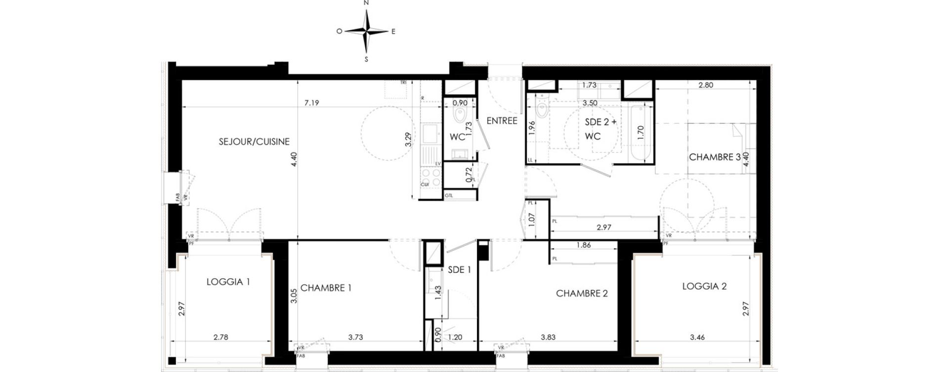 Appartement T4 de 94,27 m2 &agrave; Lagord Atlantech