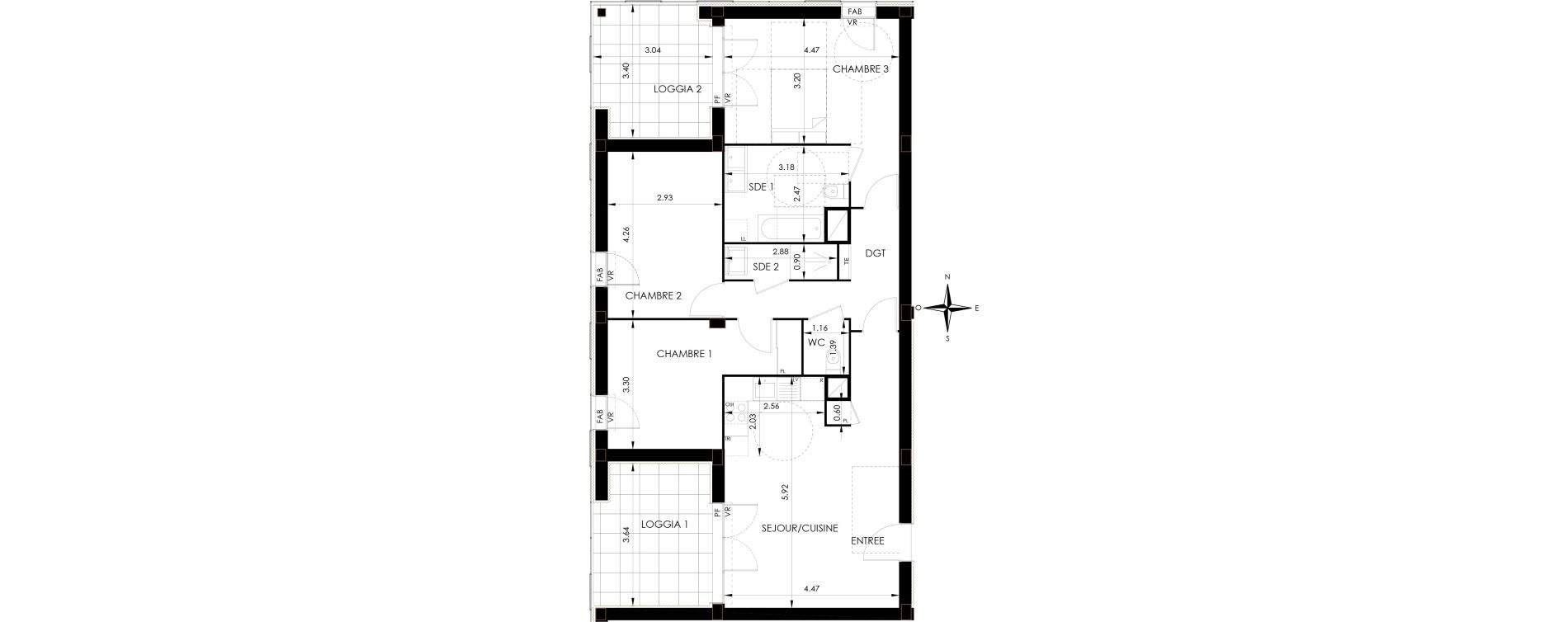 Appartement T4 de 87,18 m2 &agrave; Lagord Atlantech