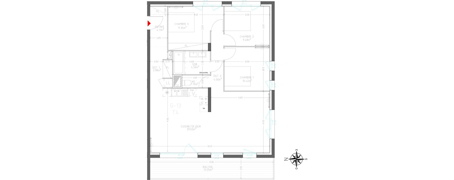 Appartement T4 de 88,63 m2 &agrave; Lagord Atlantech