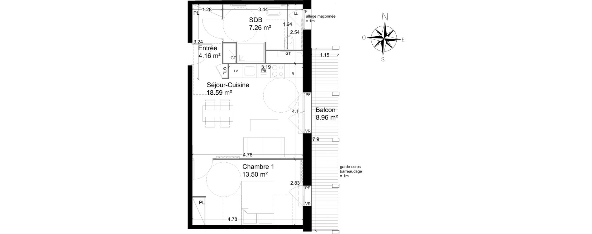 Appartement T2 de 43,50 m2 &agrave; Lagord Atlantech