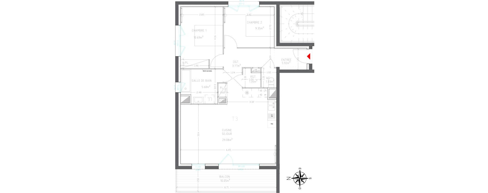 Appartement T3 de 67,17 m2 &agrave; Lagord Atlantech
