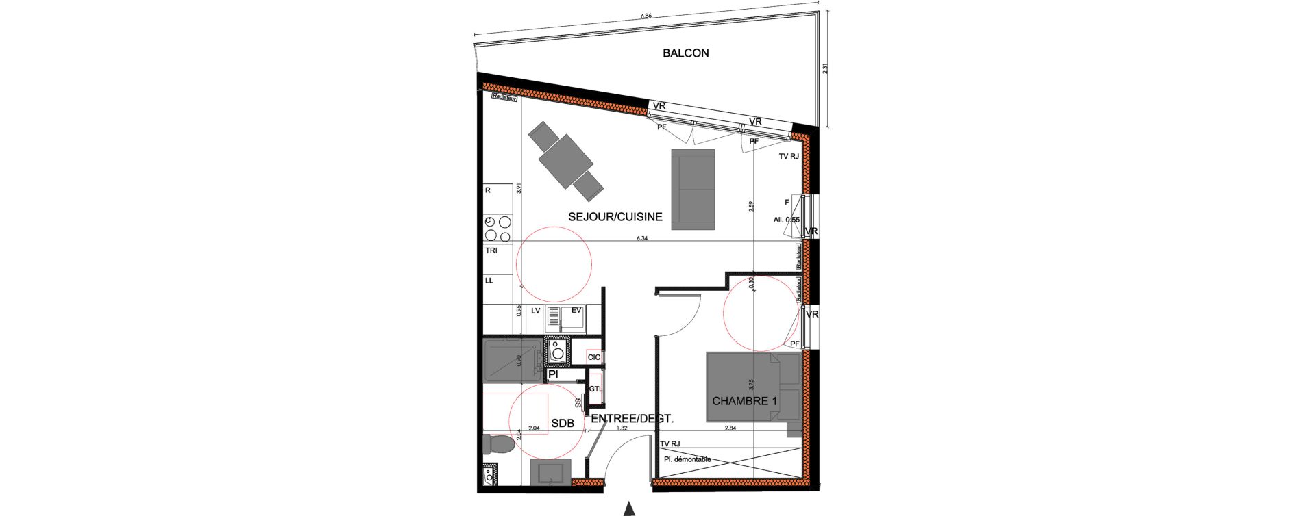 Appartement T2 de 43,95 m2 &agrave; Lagord Atlantech