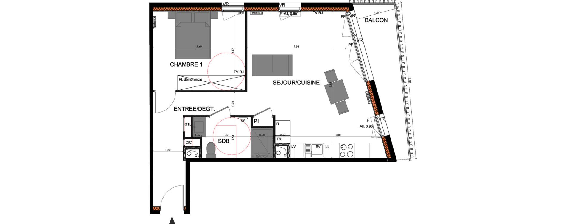 Appartement T2 de 50,40 m2 &agrave; Lagord Atlantech