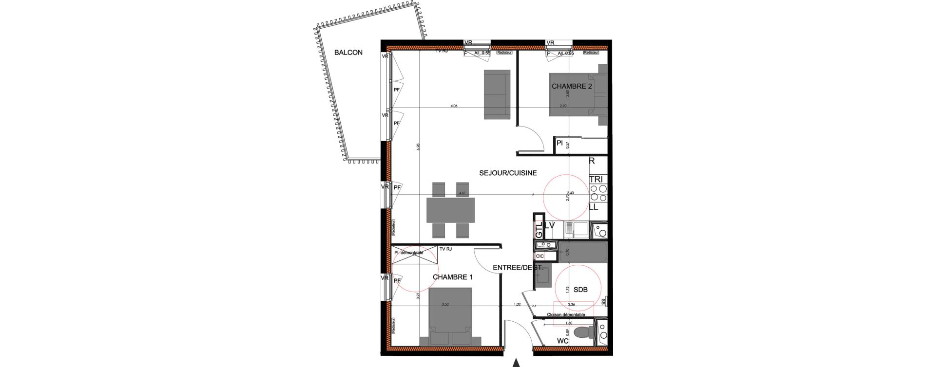 Appartement T3 de 64,60 m2 &agrave; Lagord Atlantech