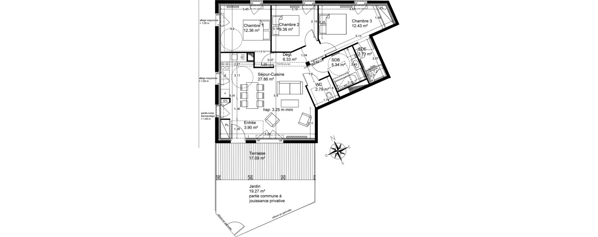 Appartement T4 de 84,12 m2 &agrave; Lagord Atlantech