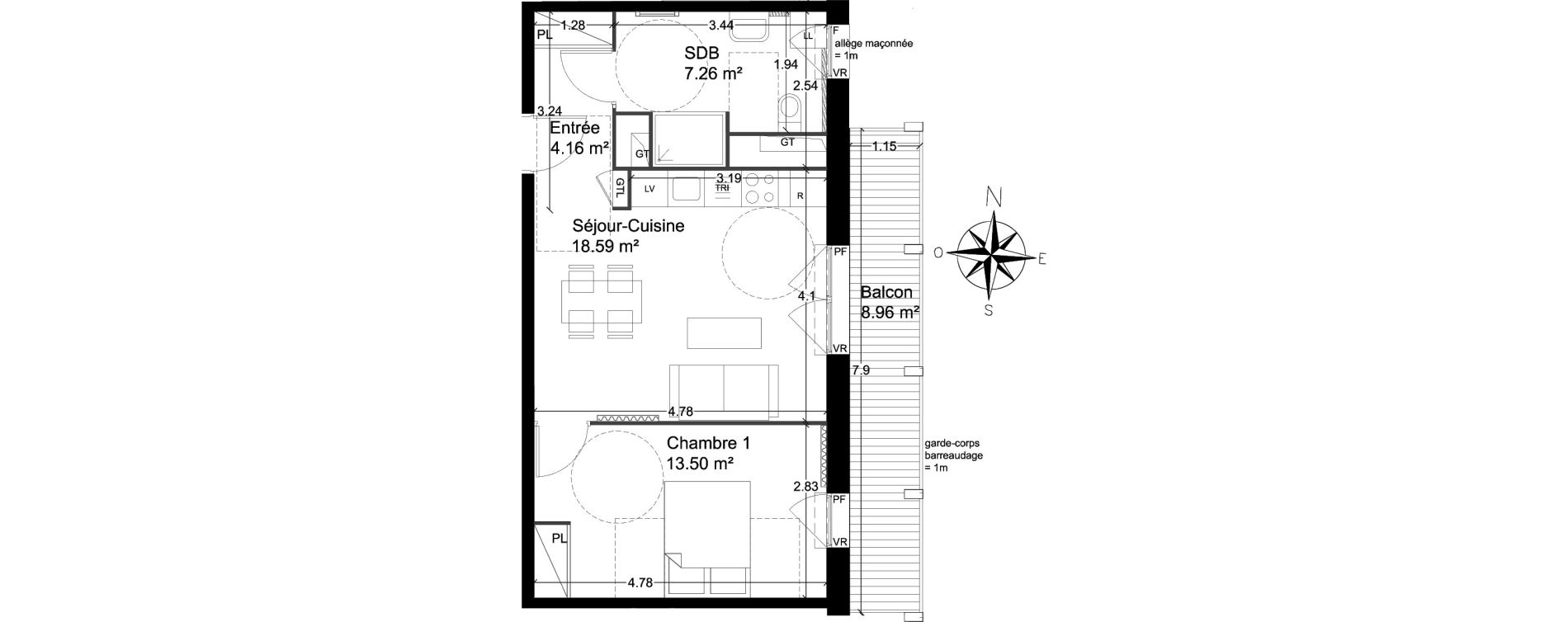 Appartement T2 de 43,50 m2 &agrave; Lagord Atlantech