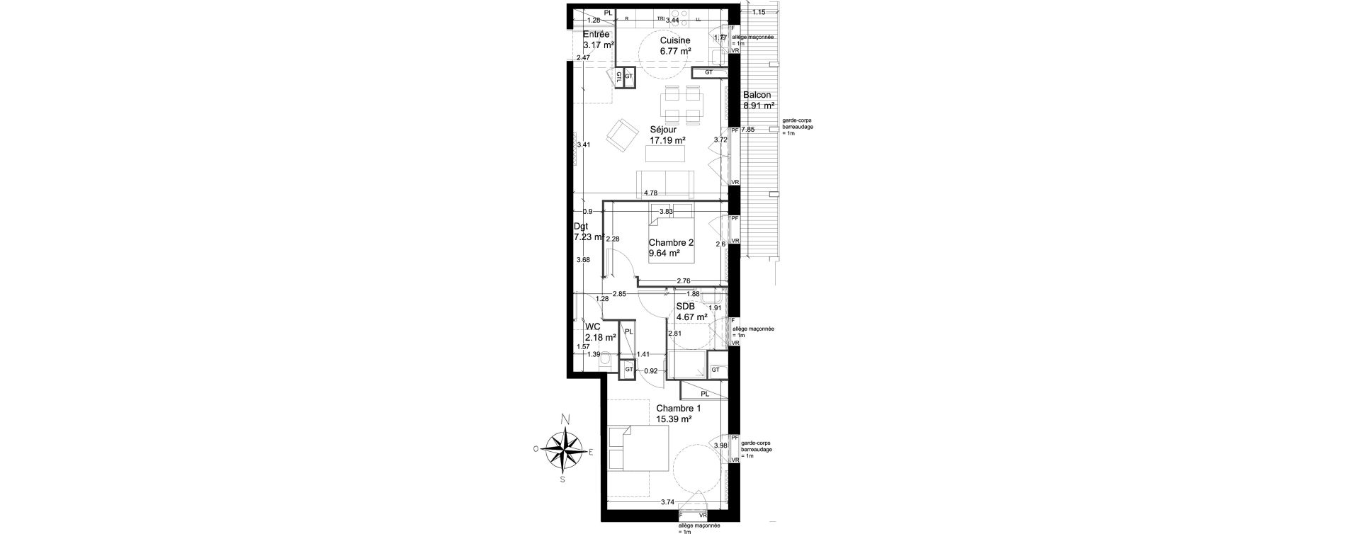 Appartement T3 de 66,24 m2 &agrave; Lagord Atlantech