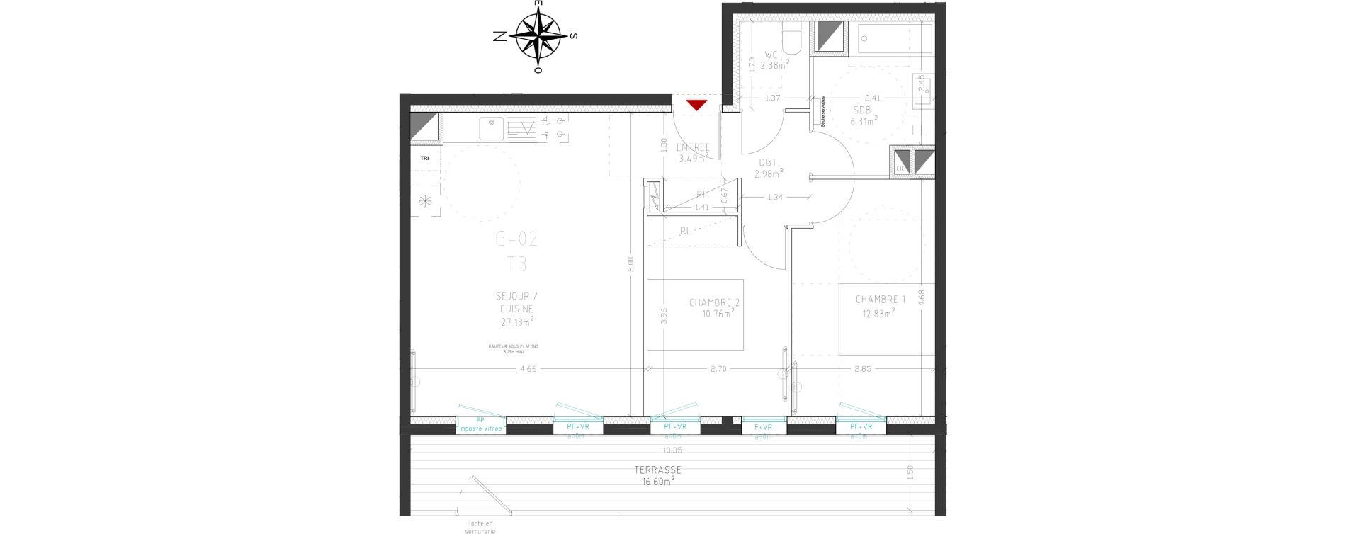 Appartement T3 de 65,93 m2 &agrave; Lagord Atlantech