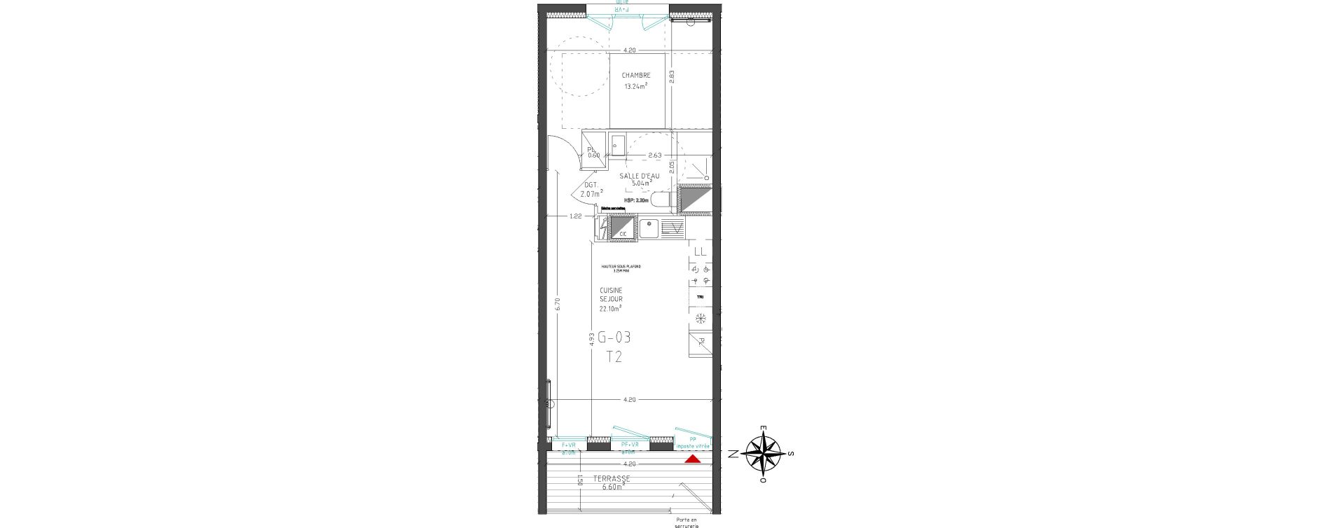 Appartement T2 de 42,45 m2 &agrave; Lagord Atlantech