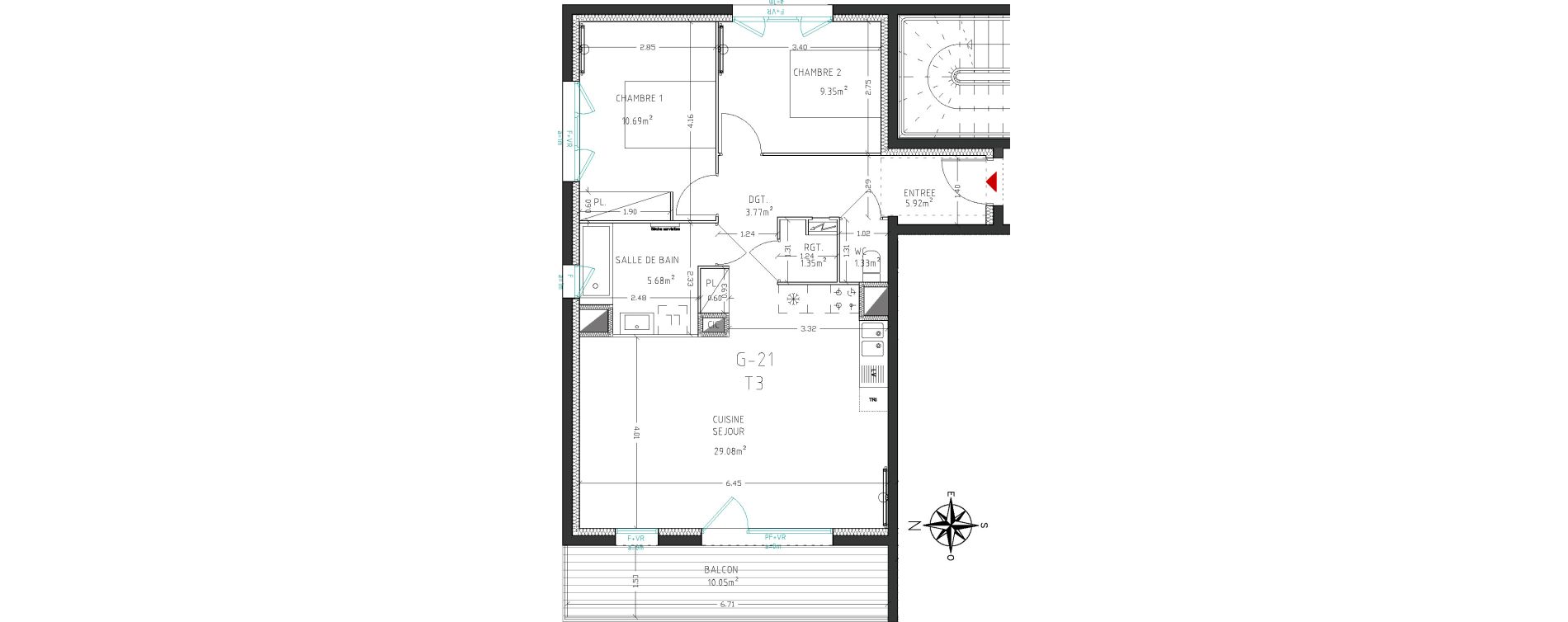 Appartement T3 de 67,17 m2 &agrave; Lagord Atlantech