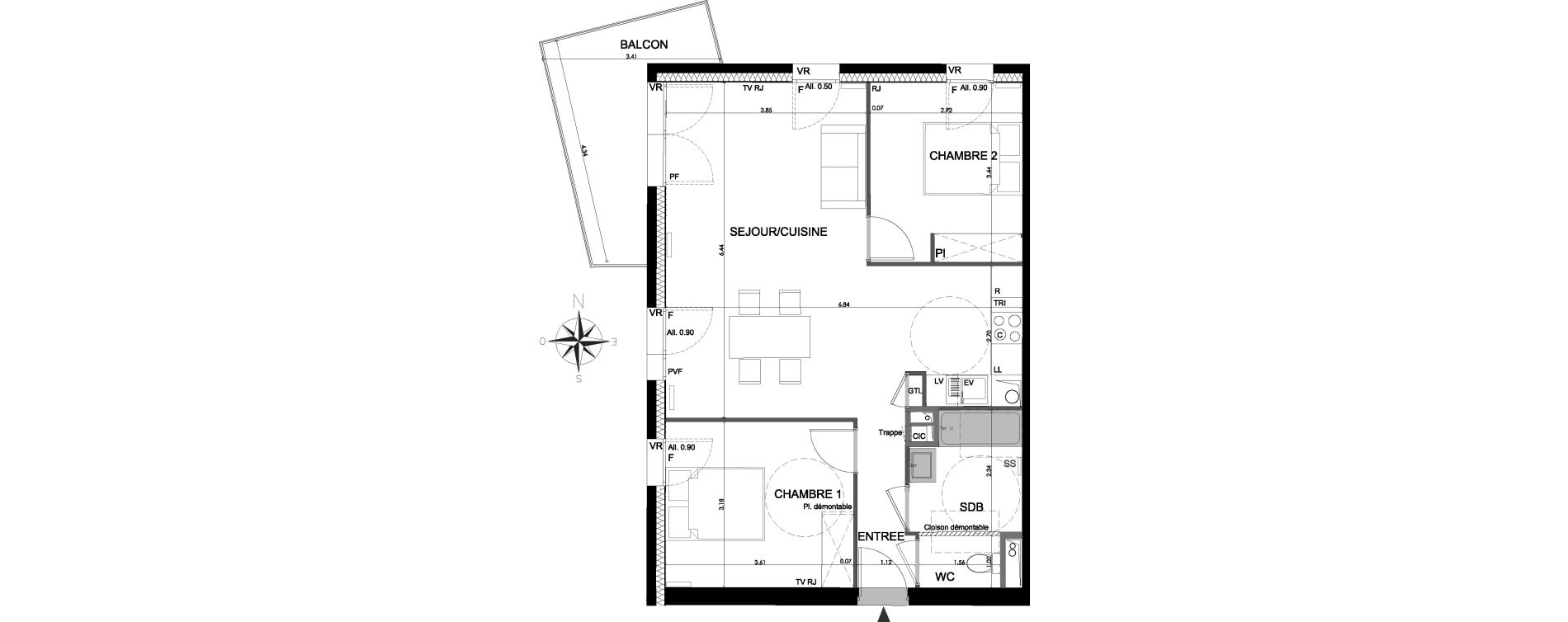 Appartement T3 de 63,75 m2 &agrave; Lagord Atlantech