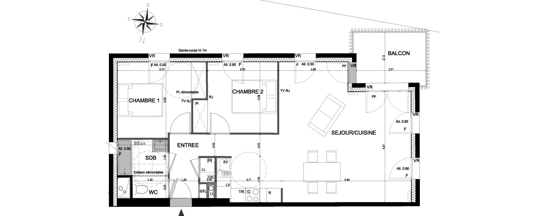 Appartement T3 de 65,90 m2 &agrave; Lagord Atlantech