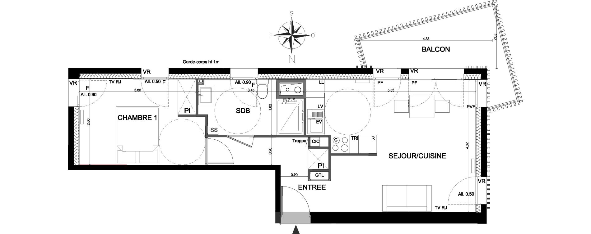 Appartement T2 de 44,10 m2 &agrave; Lagord Atlantech