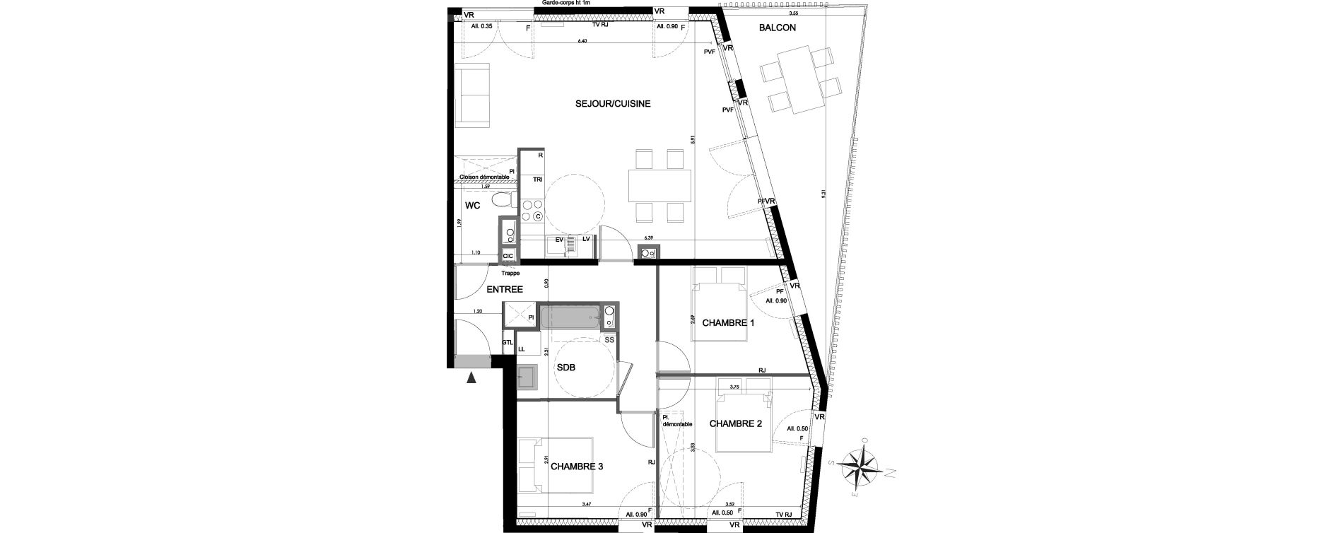 Appartement T4 de 87,80 m2 &agrave; Lagord Atlantech
