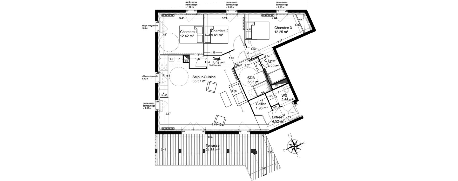 Appartement T4 de 92,14 m2 &agrave; Lagord Atlantech